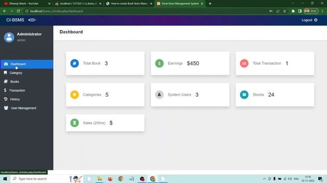 How to create Book Store Management System With Admin Panel Using PHP #collegeprojects