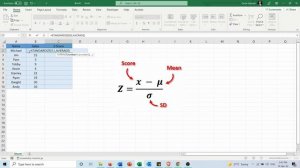 Calculate Z-Score in Excel