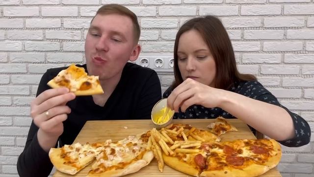 МУКБАНГ ПИЦЦА ПЕППЕРОНИ ГАВАЙСКАЯ Картошка Фри  MUKBANG PEPPERONI PIZZA