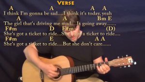 Ticket to Ride (The Beatles) Strum Guitar Cover Lesson in A with Chords/Lyrics