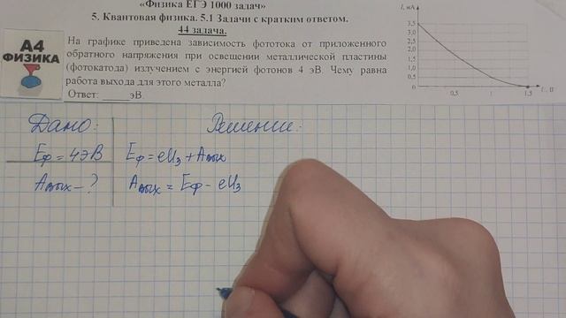 44 задача. 5. Квантовая физика. Физика. ЕГЭ 1000 задач. Демидова. Решение и разбор. ФИПИ 2021