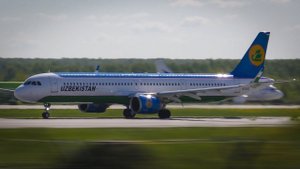 Москва-Фергана. Красивый взлет по нестандартной схеме. Uzbekistan Airways Airbus A321NEO