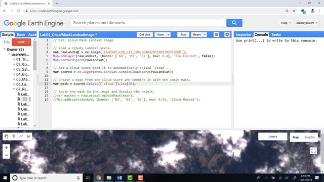 Google Earth Engine Tutorial: Removing Clouds from Landsat Satellite Imagery in Earth Engine смотреть онлайн
