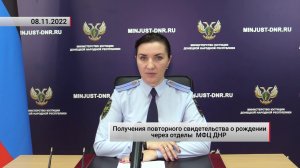 Получения повторного свидетельства о рождении через отделы МФЦ ДНР. Актуально. 09.11.2022
