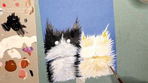 Лёгкий рисунок котиков для срисовки ??. Easy drawing of cats ??. Зимний рисунок акриловыми красками