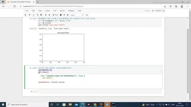 Sine and cos wave plot using python смотреть онлайн