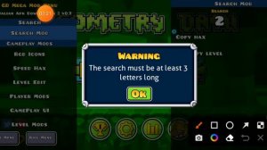 Mod menu 0.7 BETA2 Geometry dash