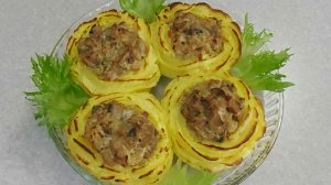 Картофельные гнёзда с грибами