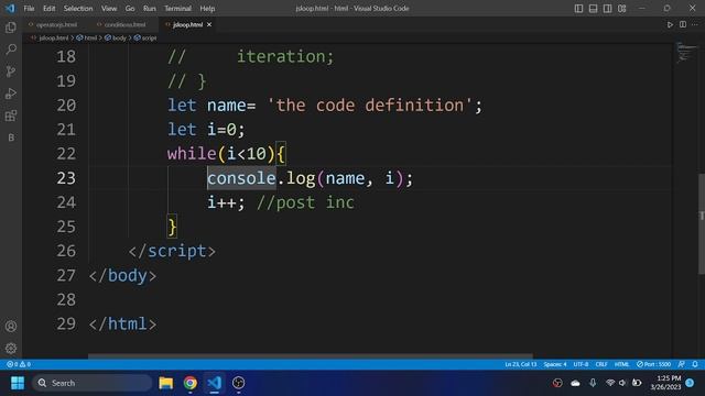 JAVASCRIPT Tutorial: Loops  part -1 : while, do-while, for loop in JS|| by @theCodeDefinition 