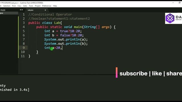 Conditional Operator ( Boolean ? Statement 1: Statement 2 ) | Core Java Programs with Output | #Jav