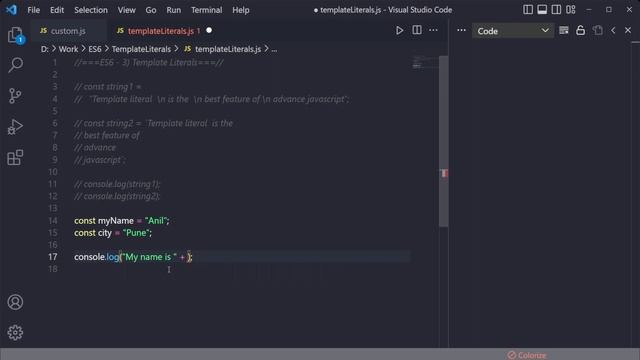ES6 Template Literals In Hindi | Advance JavaScript Template Literals | Multi Line String