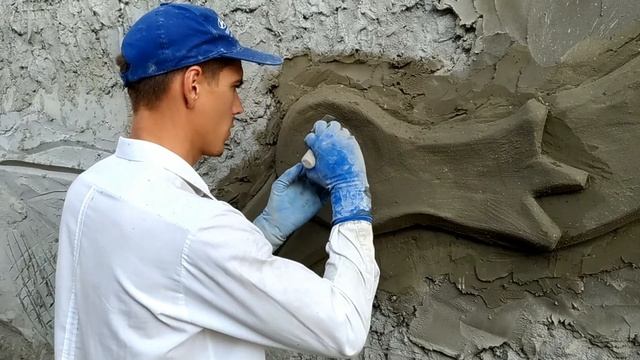 как сделать брёвна из цемента на фасаде и оформить окно под ковку метала из цемента. смотреть онлайн