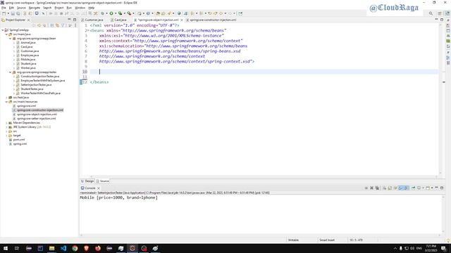 SpringCore-09. Object Injection Intro  in Spring Framework. | #cloudraga