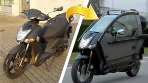 Мужчина сделал невероятный мотоцикл из старого скутера.