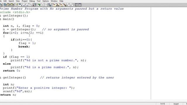 Program 59 #P59 - C Program PPrime Number Program with No arguments passed but a return value #C178 смотреть онлайн