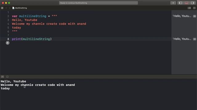 5. Multiline String | Learn SWIFT For Beginners | CodeWithHubbleApps |