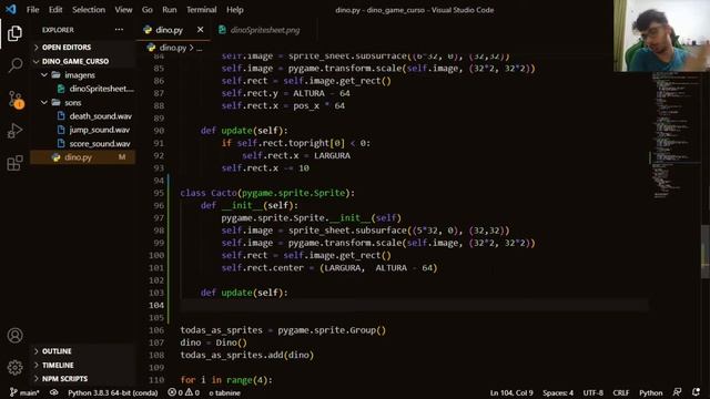 Como fazer jogos em Python! Curso Pygame #18 - Dino Game parte 5 | Colisão sprites смотреть онлайн