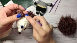 Как сделать иголки ёжику. Вывязывание иголок по голове соединительными столбиками.
