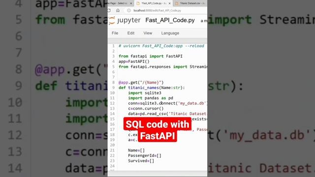 SQL code with FastAPI