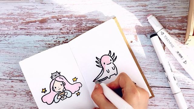 Как Нарисовать АКСОЛОТЛЯ Простые Рисунки В Скетчбук, Личный Дневник Как Рисовать легко АКСОЛОТЛЬ смотреть онлайн