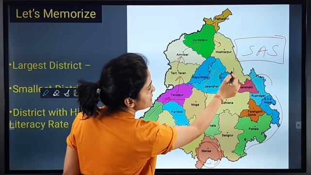 Punjab Map 2023 | पंजाब का नक्शा | District Map of Punjab | Memory Tricks by Ma'am Richa