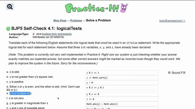 Java Practice It | Self-Check 4.1: logicalTests | if, else, Boolean logic, expression смотреть онлайн