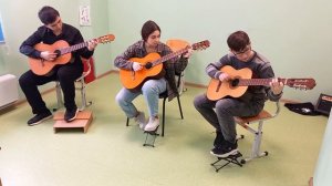 Трио гитаристов. М. Легран - Шербургские зонтики. Преподаватель Боктаев Церен Владимирович.