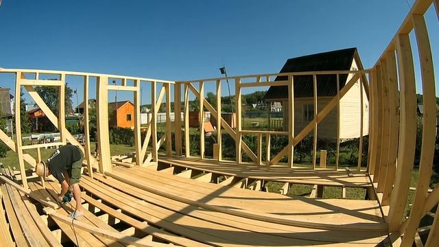 ч.4  Каркасный дом 6 на 6 своими руками (поднимаем каркасные стены)