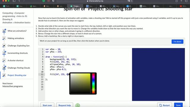 Khan Academy- Project Shooting Star