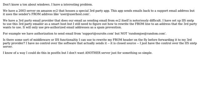 DevOps & SysAdmins: How can I rewrite the FROM header and Body of an Email sent through IIS SMTP? смотреть онлайн