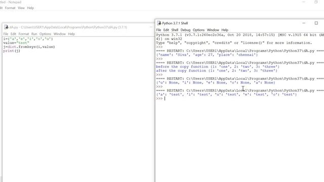 Dictionary functions Example in Python смотреть онлайн