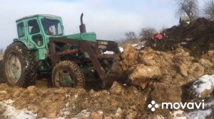 Немного работы на Т-40АМ с фронтальным погрузчиком и лопатой