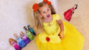 Diana plays Hide and Seek with Disney Princess Dolls Video for kids
