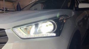 Установили bi-led модули Aozoom A10 на Hyundai Creta 2017 года выпуска