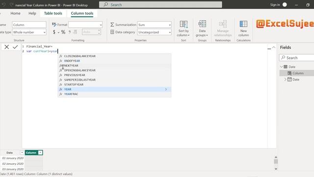 Add FinancialFiscal Year Column in Power BI by ExcelSujeet