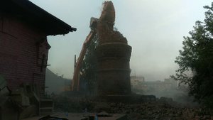 Крушение трубы Красноярского комбайнового завода 03.08.2018