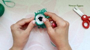 Мочалка-игрушка "лягушка",связана крючком,подробный МК!!!