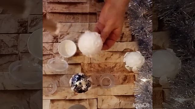 Новогодний шар с лепниной своими руками/поделки/переделки/новогоднийдекор/ручнаяработа/