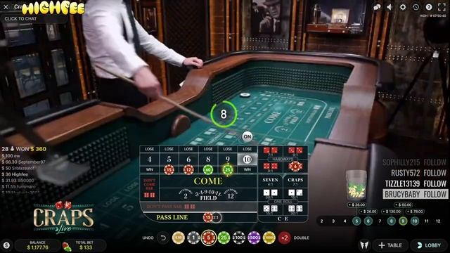 $1000 Profit! $600 Place 8 | 25+ Rolls! | Evolution Craps - Online Craps смотреть онлайн