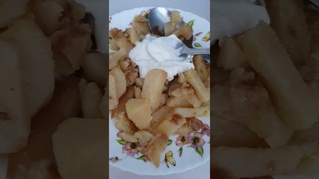 Русская кухня. Жаренный картофель со сметаной. Для похудения #shorts