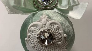 ?ЁЛОЧНЫЕ ШАРЫ РУЧНОЙ РАБОТЫ (САЛАТОВЫЙ БАРХАТ)?НАБОР 4 ШТ?