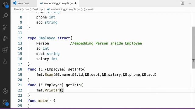 23 | Embedding in Go Lang | Go Tutorial | Go Lang Programming