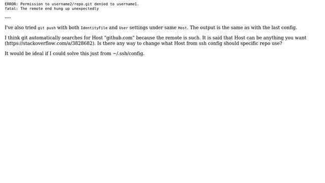 SSH config - same host but different keys and usernames смотреть онлайн