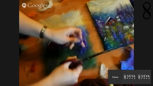 Часть 2я. Основы шерстяной живописи. Летний пейзаж с домиком.
