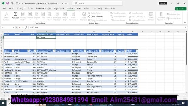 Excel_Ch06_PS1_Automobiles ______ (1)| Pearson MyITLAB#excel_2f_bonus #excel