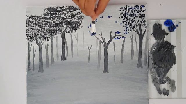 How to do abstract art for beginners+Landscape painting/ Less is More/art#06/3 colors painting+Rela смотреть онлайн