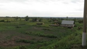 Вид из окна поезда - Пересечение реки Ишим и прибытие на станцию Ишим (г. Ишим, Тюменская обл.)