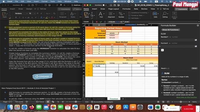 Excel Module 3 SAM End of Module Project 1 (Pt 1-7)