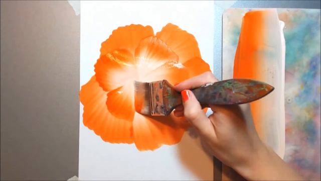 Техника росписи OneStroke Orange Flower | Оранжевый цветок