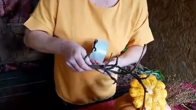 НочьИскусств2020#КультураРФ "Осень рыжая подружка" Букет из природного материала. СДК с. Отрадное